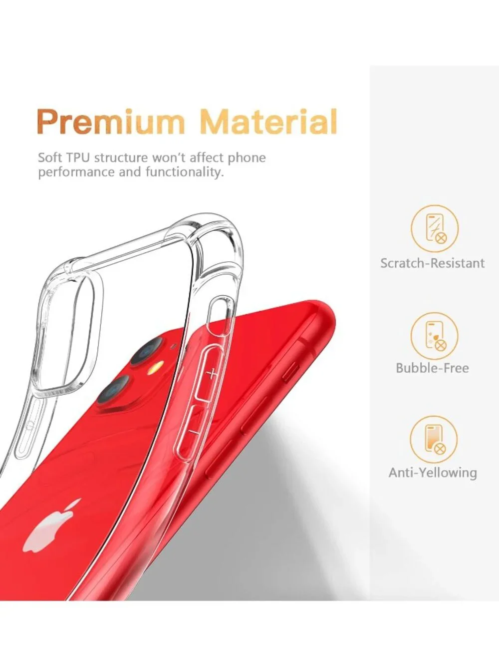 Clear Protective case Compatible with iPhone 11 Drop Protection non yellowing